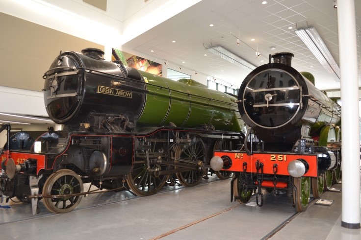 Trains - Green Arrow alongside No 251 in Danum Gallery, Library and Museum building